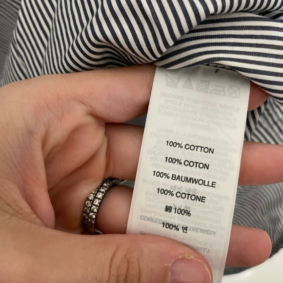 J Crew Vertical Stripe Blue Black Button Down Shirt 4 - Picture 3 of 5